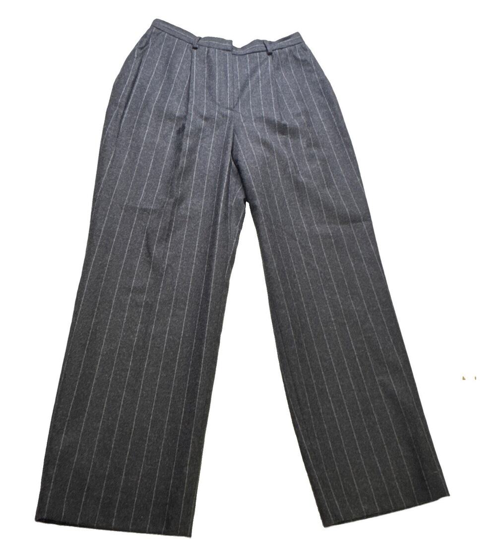 Vintage Lauren Ralph Lauren Petite 8P Gray Pinstripe 100% Wool Dress Pants Y2K